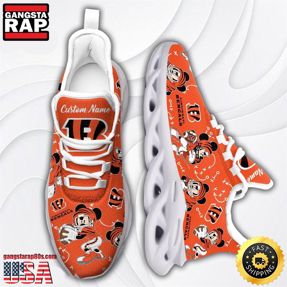Custom Name NFL Cincinnati Bengals Mickey Mouse Max Soul Shoes
