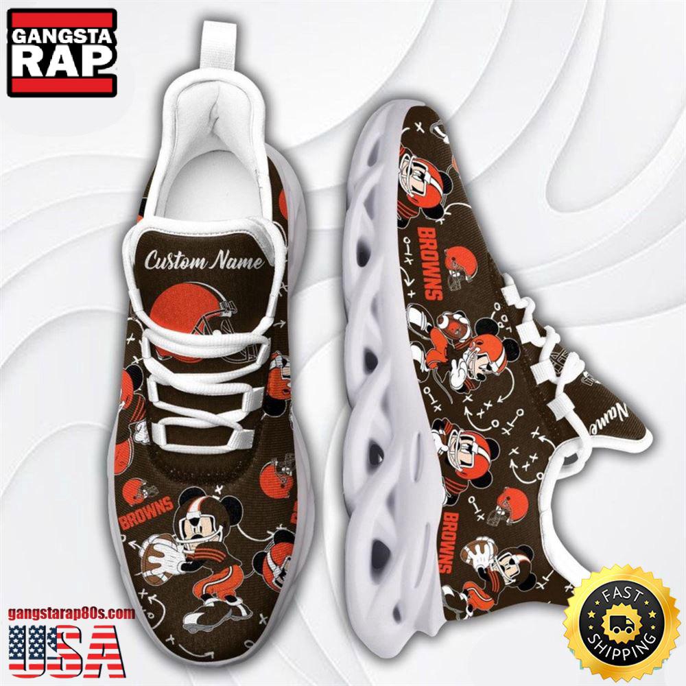 NFL Cleveland Browns Mickey Mouse Custom Name Max Soul Shoes Running Sneakers NFL Cleveland Browns Mickey Mouse Custom Name Max Soul Shoes Running Sneakers