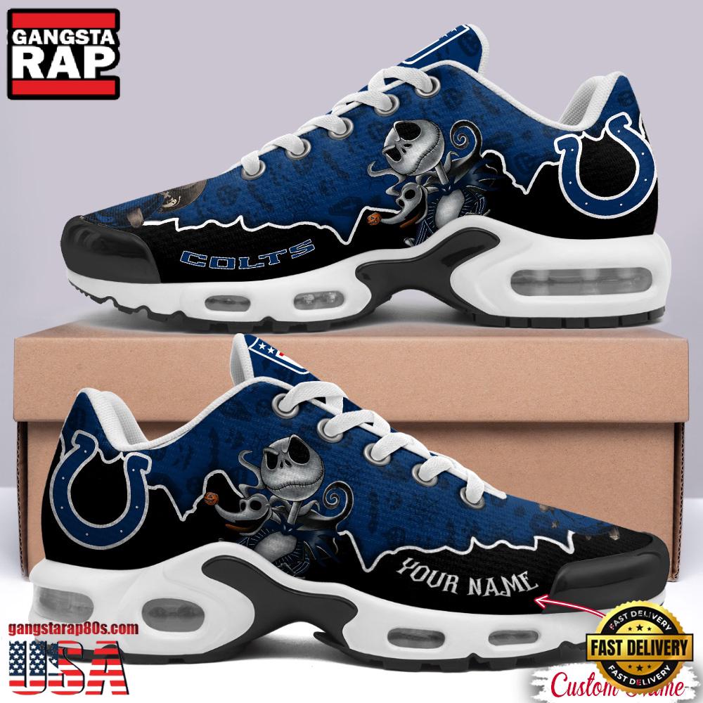 NFL Custom Name Indianapolis Colts Jack Skellington Air Max Plus Shoes - Running Sneakers NFL Custom Name Indianapolis Colts Jack Skellington Air Max Plus Shoes - Running Sneakers