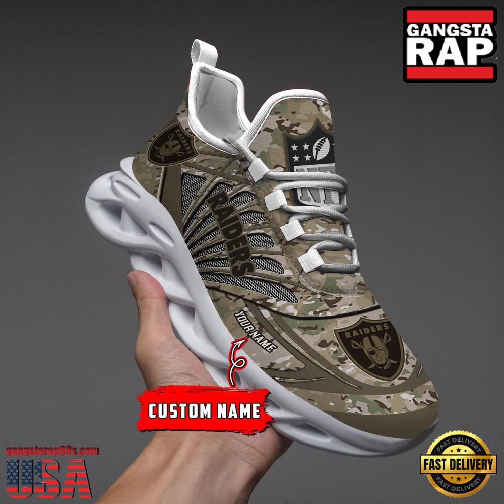 NFL Custom Name Las Vegas Raiders Camo Veteran Day Max Soul Shoes Running Sneakers NFL Custom Name Las Vegas Raiders Camo Veteran Day Max Soul Shoes Running Sneakers