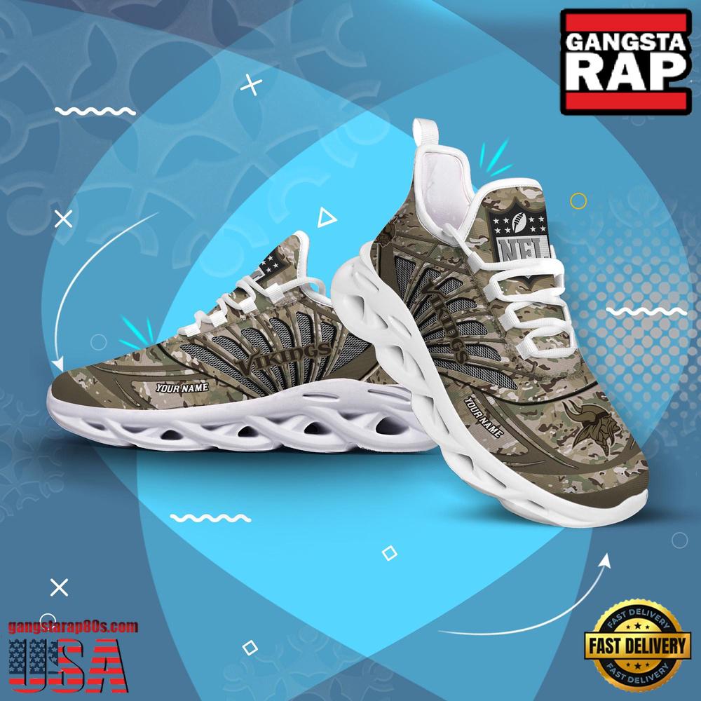 NFL Custom Name Minnesota Vikings Camo Veteran Day Max Soul Shoes Running Sneakers NFL Custom Name Minnesota Vikings Camo Veteran Day Max Soul Shoes Running Sneakers