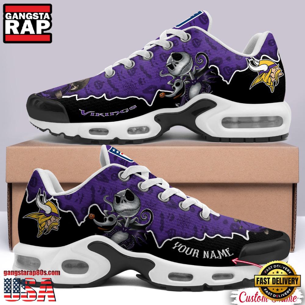 NFL Custom Name Minnesota Vikings Jack Skellington Air Max Plus Shoes - Running Sneakers NFL Custom Name Minnesota Vikings Jack Skellington Air Max Plus Shoes - Running Sneakers