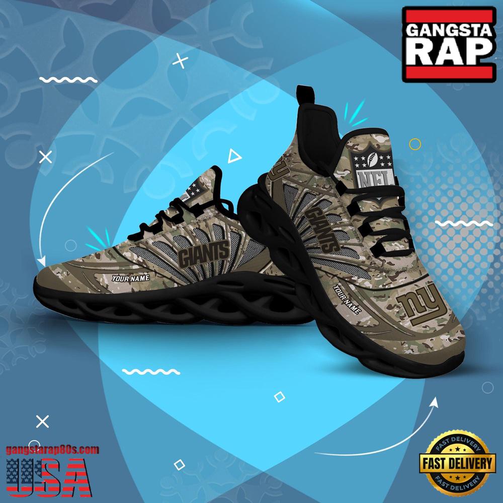 NFL Custom Name New York Giants Camo Veteran Day Max Soul Shoes Running Sneakers NFL Custom Name New York Giants Camo Veteran Day Max Soul Shoes Running Sneakers