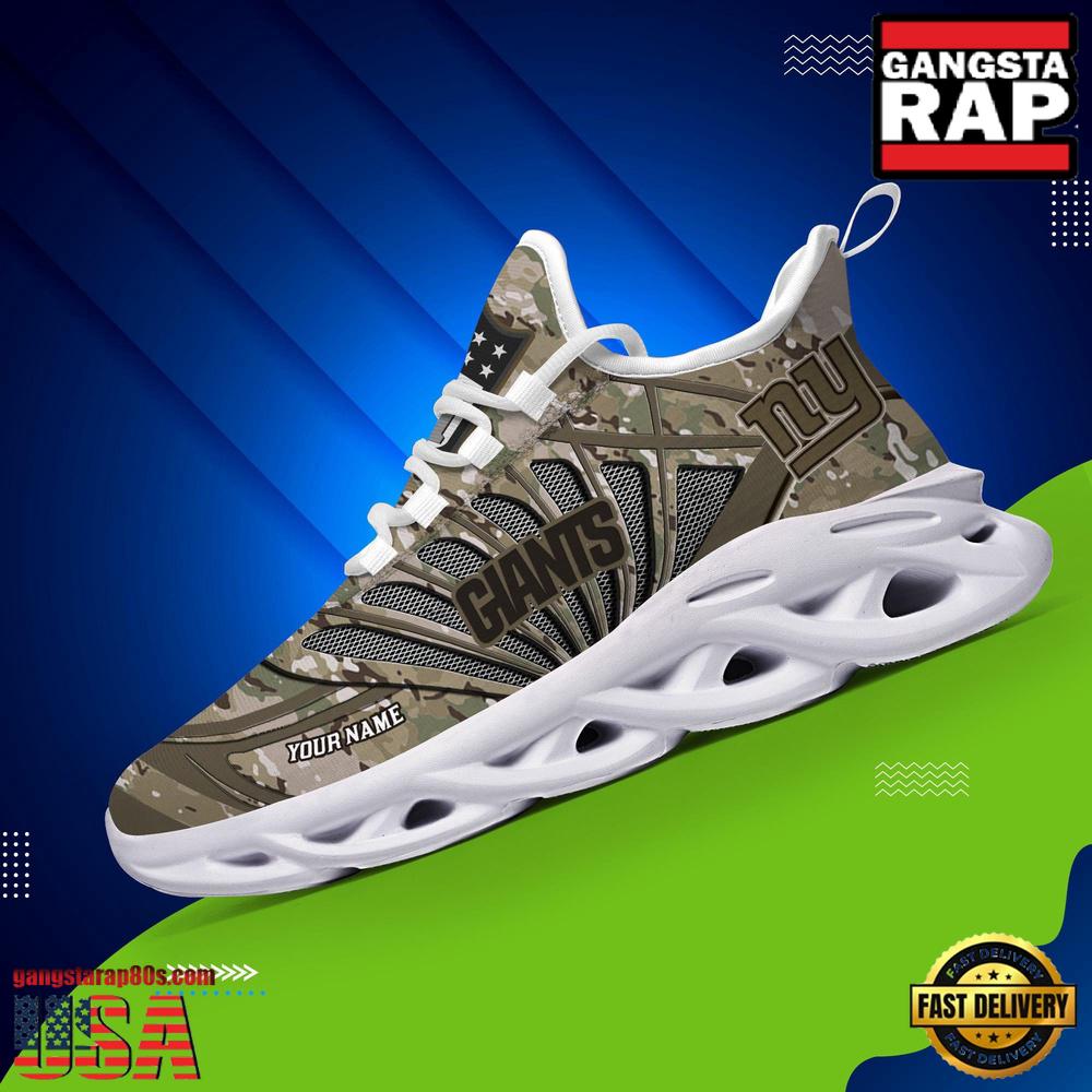 NFL Custom Name New York Giants Camo Veteran Day Max Soul Shoes Running Sneakers NFL Custom Name New York Giants Camo Veteran Day Max Soul Shoes Running Sneakers