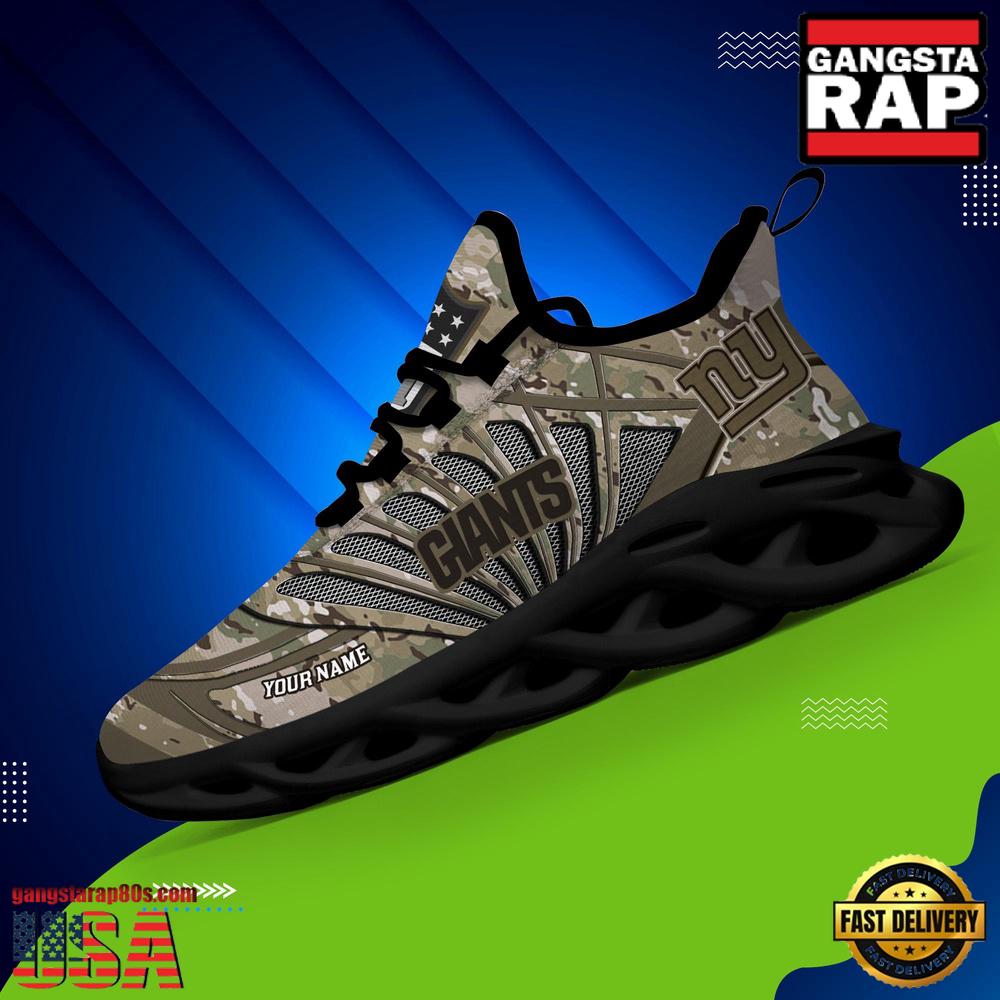 NFL Custom Name New York Giants Camo Veteran Day Max Soul Shoes Running Sneakers NFL Custom Name New York Giants Camo Veteran Day Max Soul Shoes Running Sneakers