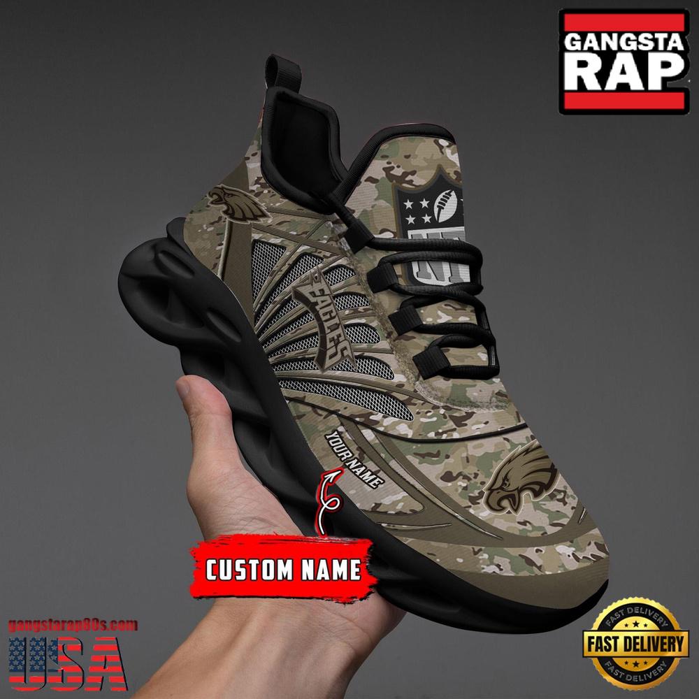 NFL Custom Name Philadelphia Eagles Camo Veteran Day Max Soul Shoes Running Sneakers NFL Custom Name Philadelphia Eagles Camo Veteran Day Max Soul Shoes Running Sneakers