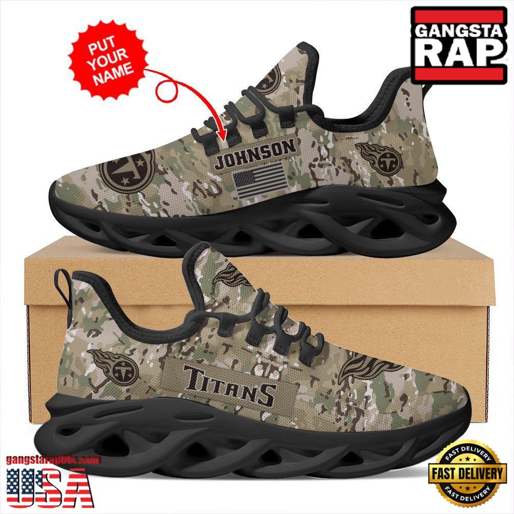 NFL Custom Name Tennessee Titans US Army Military Veteran Camouflage Max Soul Shoes Running Sneakers NFL Custom Name Tennessee Titans US Army Military Veteran Camouflage Max Soul Shoes Running Sneakers