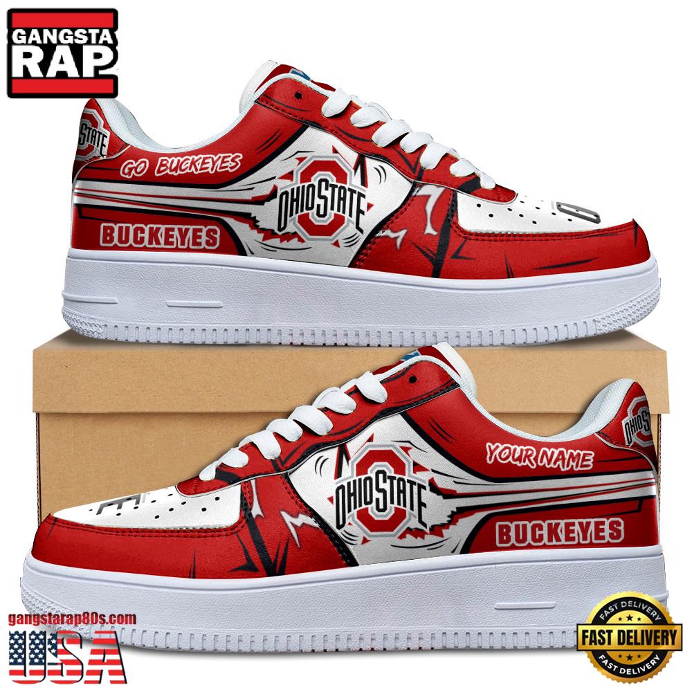 NCAA Custom Name Ohio State Buckeyes Air Force 1 Running Sneakers Shoes NCAA Custom Name Ohio State Buckeyes Air Force 1 Running Sneakers Shoes