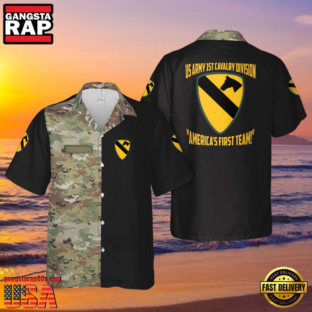 Custom Name Us Army 1St Cavalry Division Veteran Hawaiian Shirt Custom Name Us Army 1St Cavalry Division Veteran Hawaiian Shirt