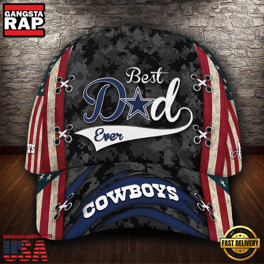 Custom Name NFL Dallas Cowboys Best Dad Camo Classic Cap Custom Name NFL Dallas Cowboys Best Dad Camo Classic Cap
