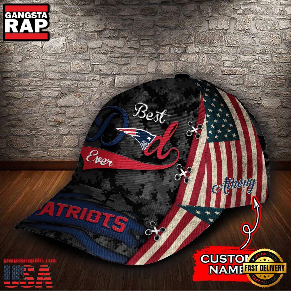 Custom Name NFL New England Patriots Best Dad New Design Baseball Cap Custom Name NFL New England Patriots Best Dad New Design Baseball Cap