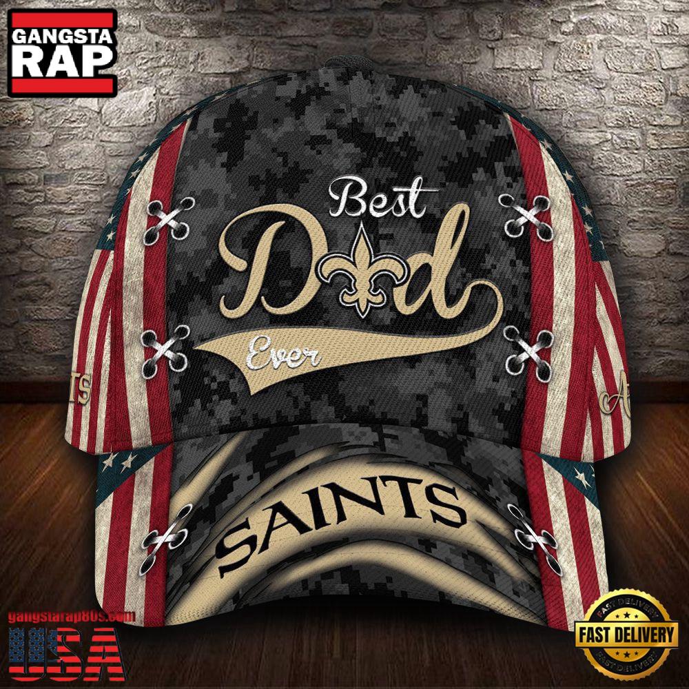 Custom Name NFL New Orleans Saints Best Dad USA Flag New Design Baseball Cap Custom Name NFL New Orleans Saints Best Dad USA Flag New Design Baseball Cap