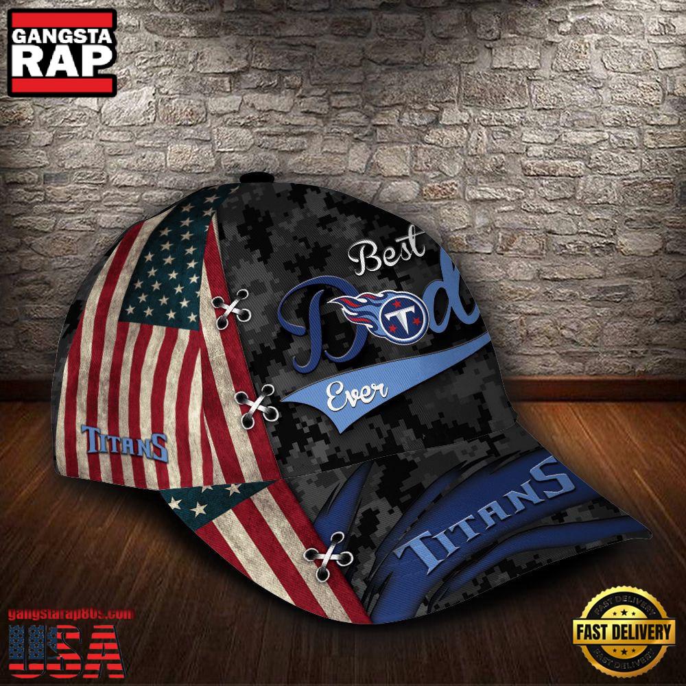 Custom Name NFL Tennessee Titans Best Dad Ever Camo Pattern Classic Cap Custom Name NFL Tennessee Titans Best Dad Ever Camo Pattern Classic Cap