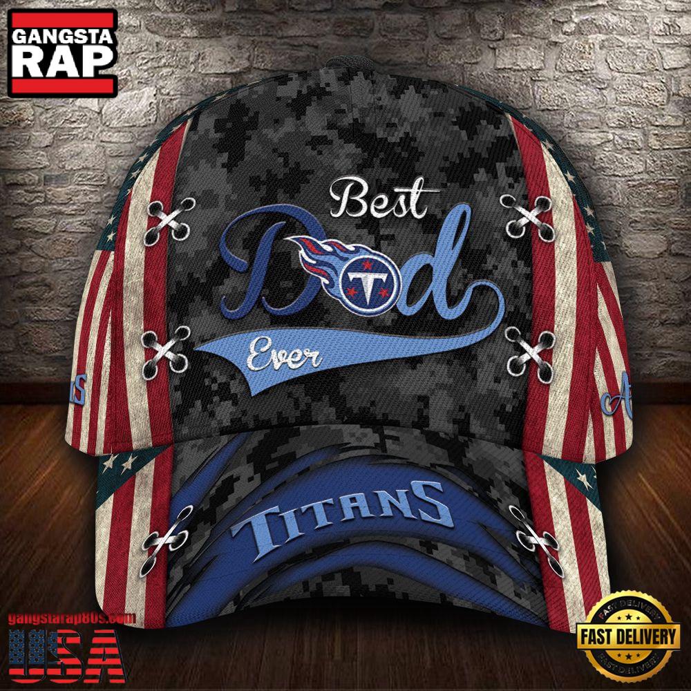 Custom Name NFL Tennessee Titans Best Dad Ever Camo Pattern Classic Cap Custom Name NFL Tennessee Titans Best Dad Ever Camo Pattern Classic Cap