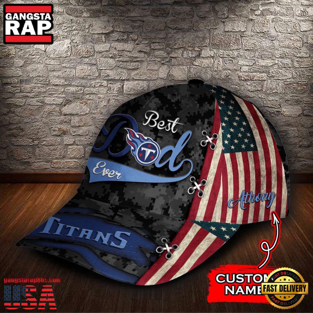 Custom Name NFL Tennessee Titans Best Dad Ever Camo Pattern Classic Cap Custom Name NFL Tennessee Titans Best Dad Ever Camo Pattern Classic Cap