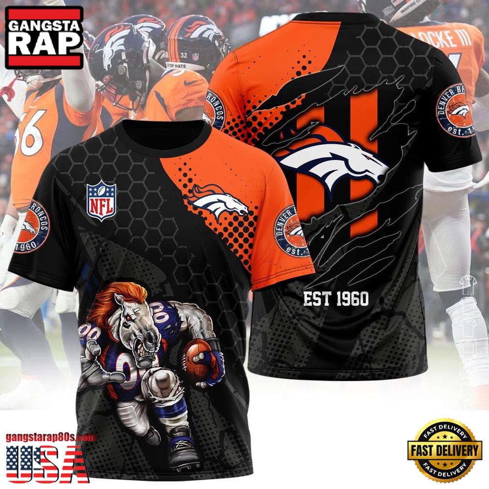 NFL Denver Broncos Mascot All Over Print T Shirt NFL Denver Broncos Mascot All Over Print T Shirt