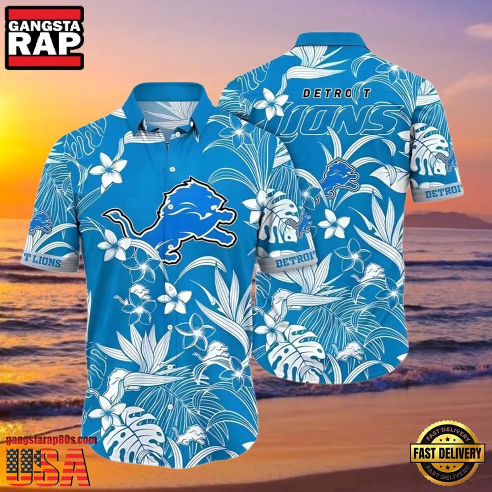 NFL Detroit Lions Oceanic Blue Floral Hawaiian Shirt NFL Detroit Lions Oceanic Blue Floral Hawaiian Shirt