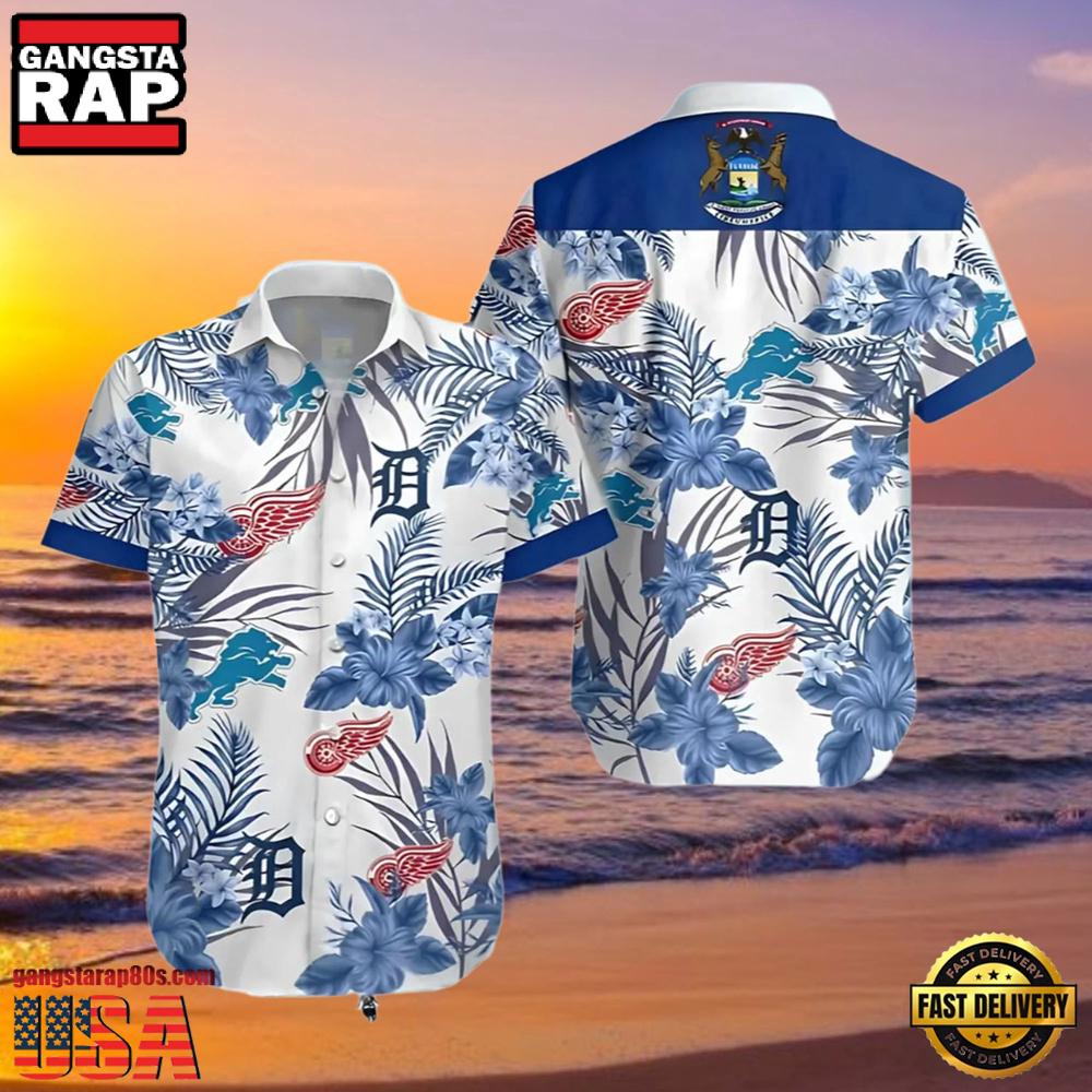 NFL Detroit Tigers Lions Red Wing Hawaiian Shirt For Fans NFL Detroit Tigers Lions Red Wing Hawaiian Shirt For Fans