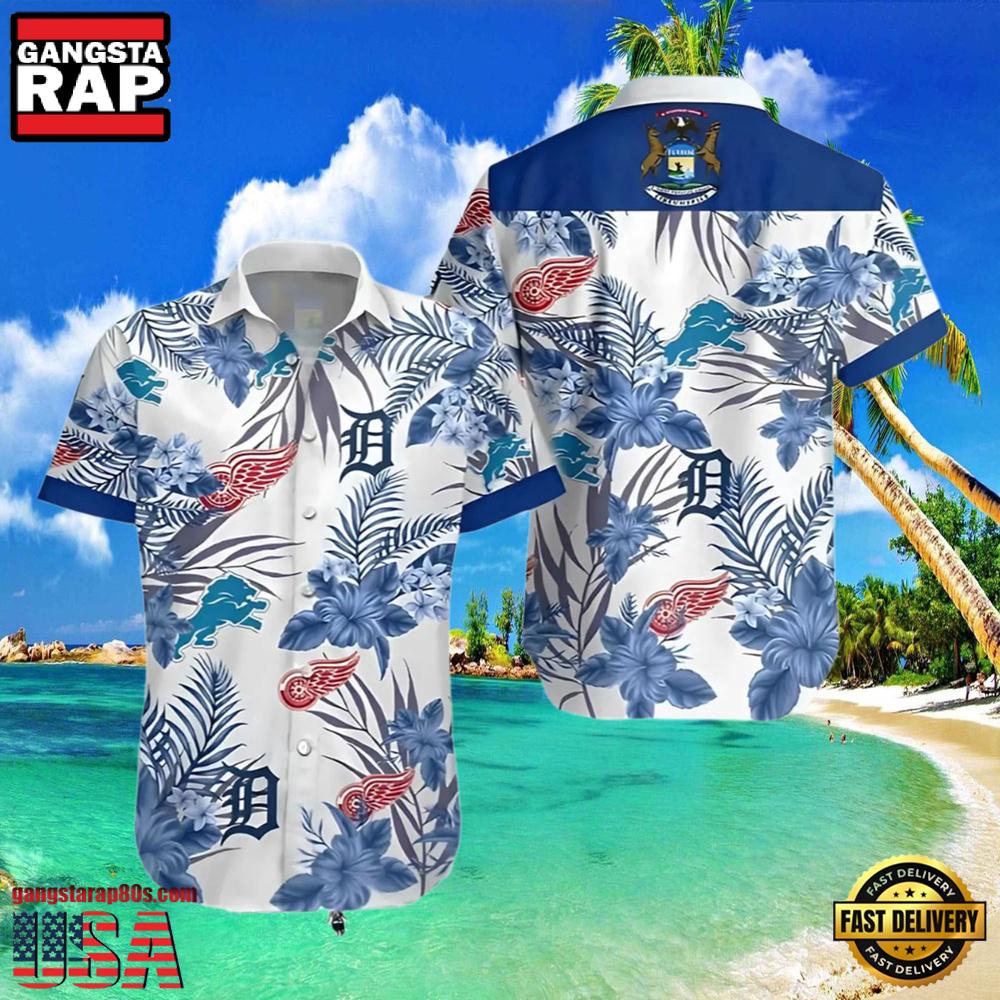 NFL Detroit Tigers Lions Red Wing Hawaiian Shirt For Fans NFL Detroit Tigers Lions Red Wing Hawaiian Shirt For Fans