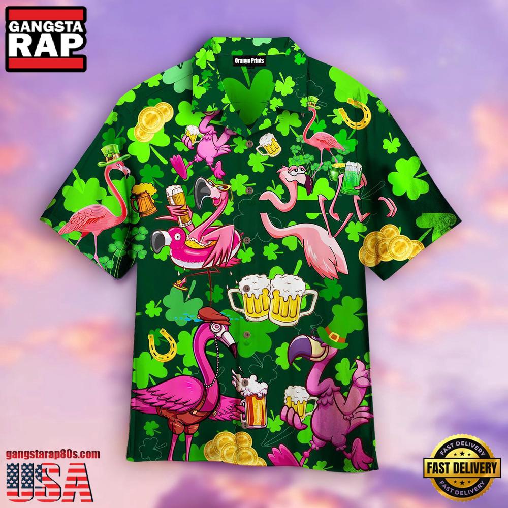 Flamingo And Beer Patrick'S Day Hawaiian Shirt Flamingo And Beer Patrick'S Day Hawaiian Shirt