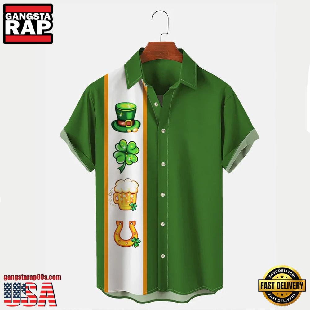 Holiday St. Patrick'S Mens Bowling Shirts Shamrock Art Hawaiian Shirts Holiday St. Patrick'S Mens Bowling Shirts Shamrock Art Hawaiian Shirts