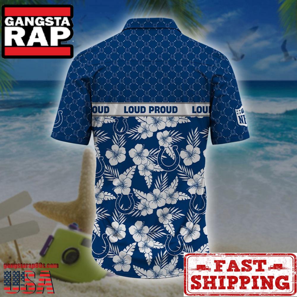 NFL Indianapolis Colts Palm Leaves New Design Hawaiian Shirt NFL Indianapolis Colts Palm Leaves New Design Hawaiian Shirt