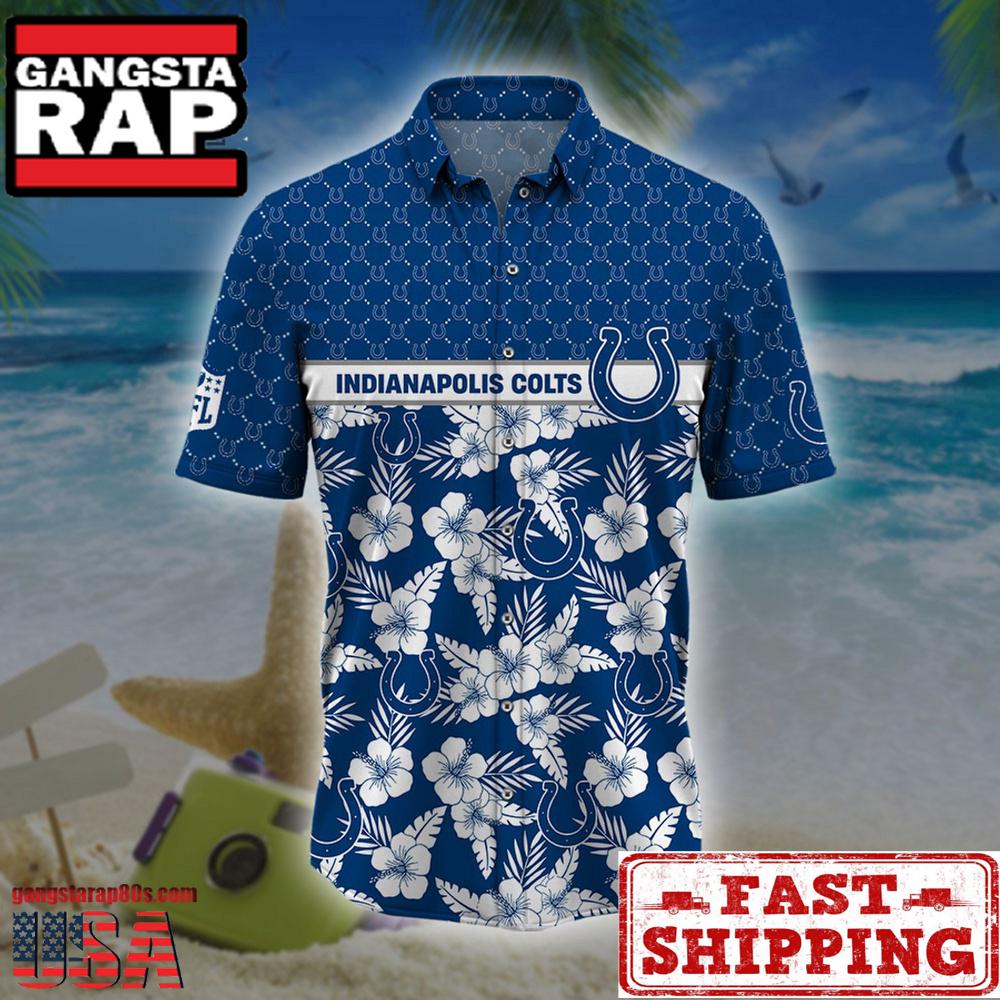 NFL Indianapolis Colts Palm Leaves New Design Hawaiian Shirt NFL Indianapolis Colts Palm Leaves New Design Hawaiian Shirt