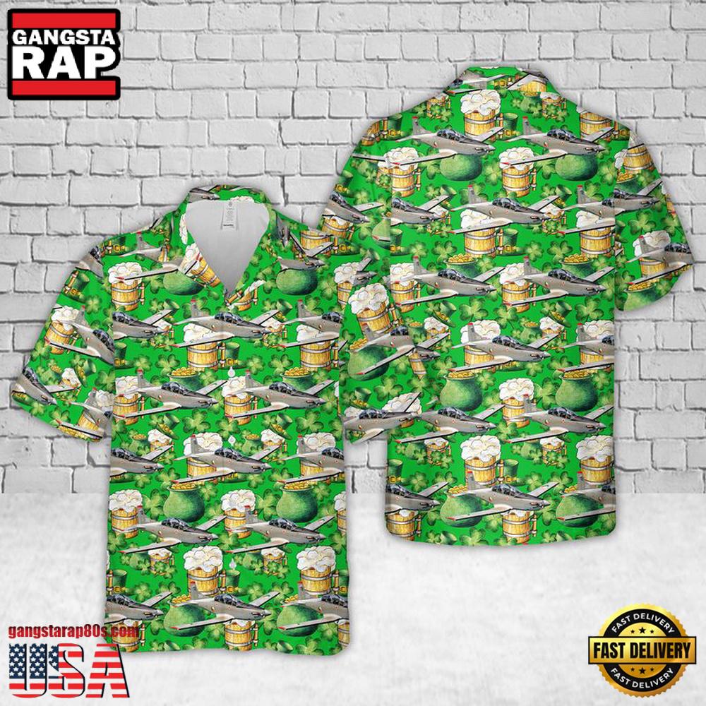 Irish Air Corps Pilatus Pc-9M Saint Patrick Day Hawaiian Shirt