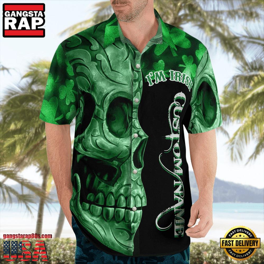 Irish St. Patrick Day Green Shamrocks Reflecting Light On Black Background 3D Hawaii Shirt Irish St. Patrick Day Green Shamrocks Reflecting Light On Black Background 3D Hawaii Shirt