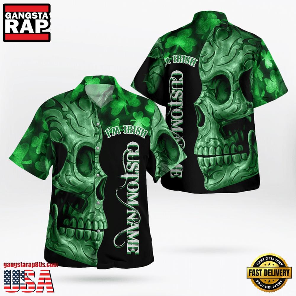 Irish St. Patrick Day Green Shamrocks Reflecting Light On Black Background 3D Hawaii Shirt Irish St. Patrick Day Green Shamrocks Reflecting Light On Black Background 3D Hawaii Shirt
