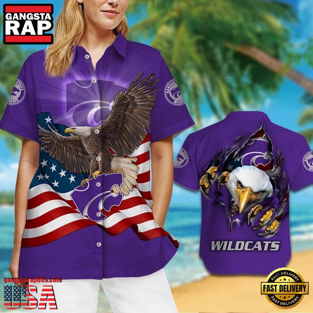 Kansas State Wildcats Eagle US Flag Hawaiian Shirt