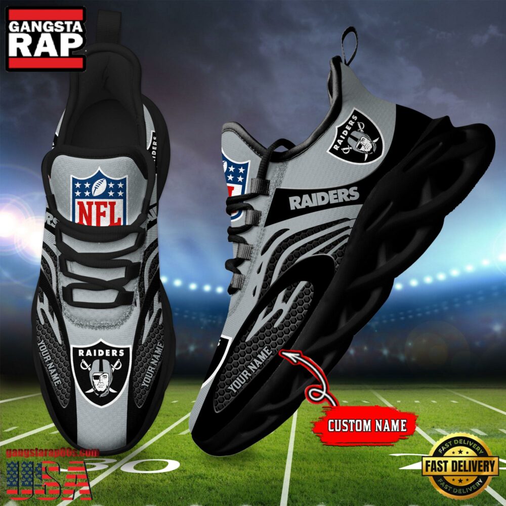 NFL Custom Name Las Vegas Raiders Limited New Design Max Soul Running Sneakers Shoes NFL Custom Name Las Vegas Raiders Limited New Design Max Soul Running Sneakers Shoes