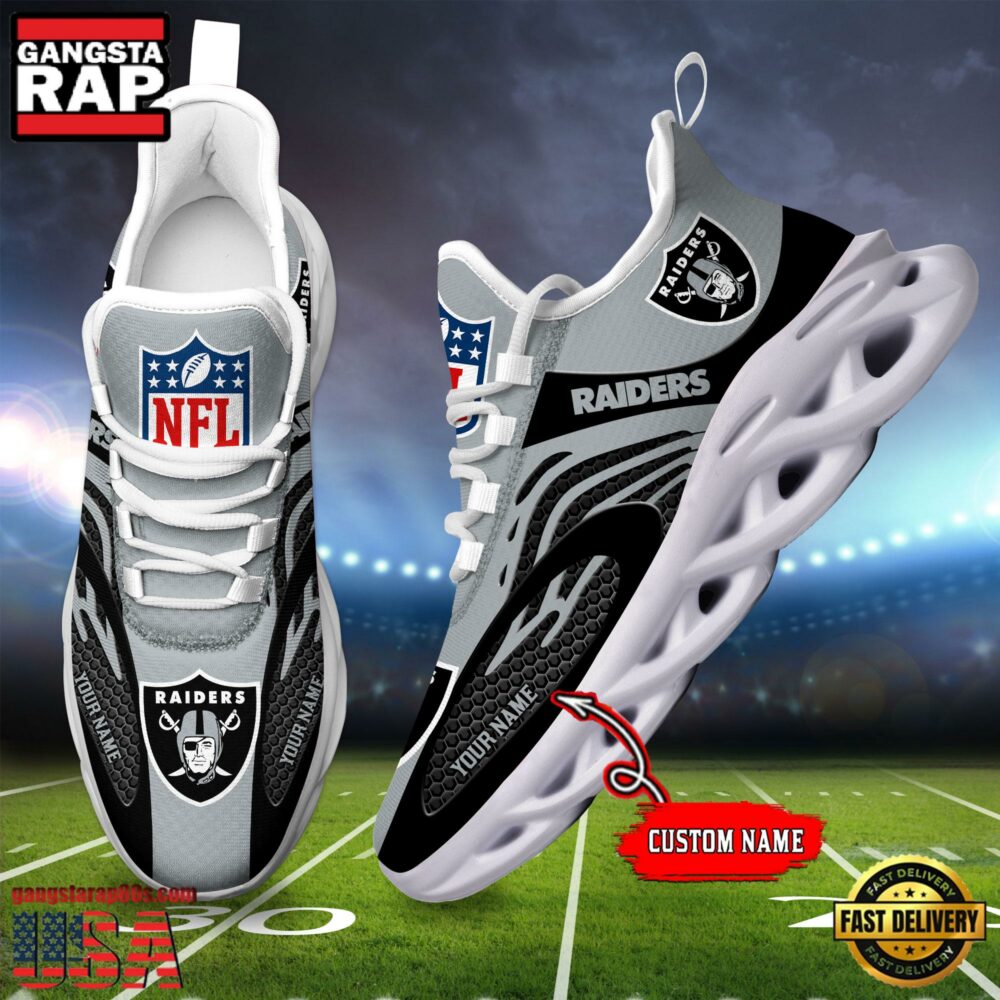 NFL Custom Name Las Vegas Raiders Limited New Design Max Soul Running Sneakers Shoes NFL Custom Name Las Vegas Raiders Limited New Design Max Soul Running Sneakers Shoes
