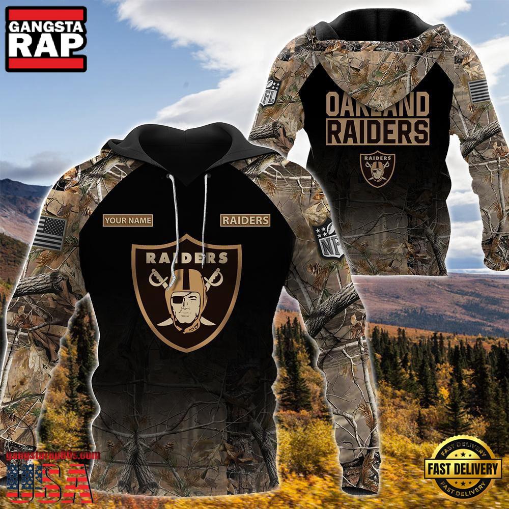 NFL Las Vegas Raiders Custom NameHunting Camo Hoodie NFL Las Vegas Raiders Custom NameHunting Camo Hoodie