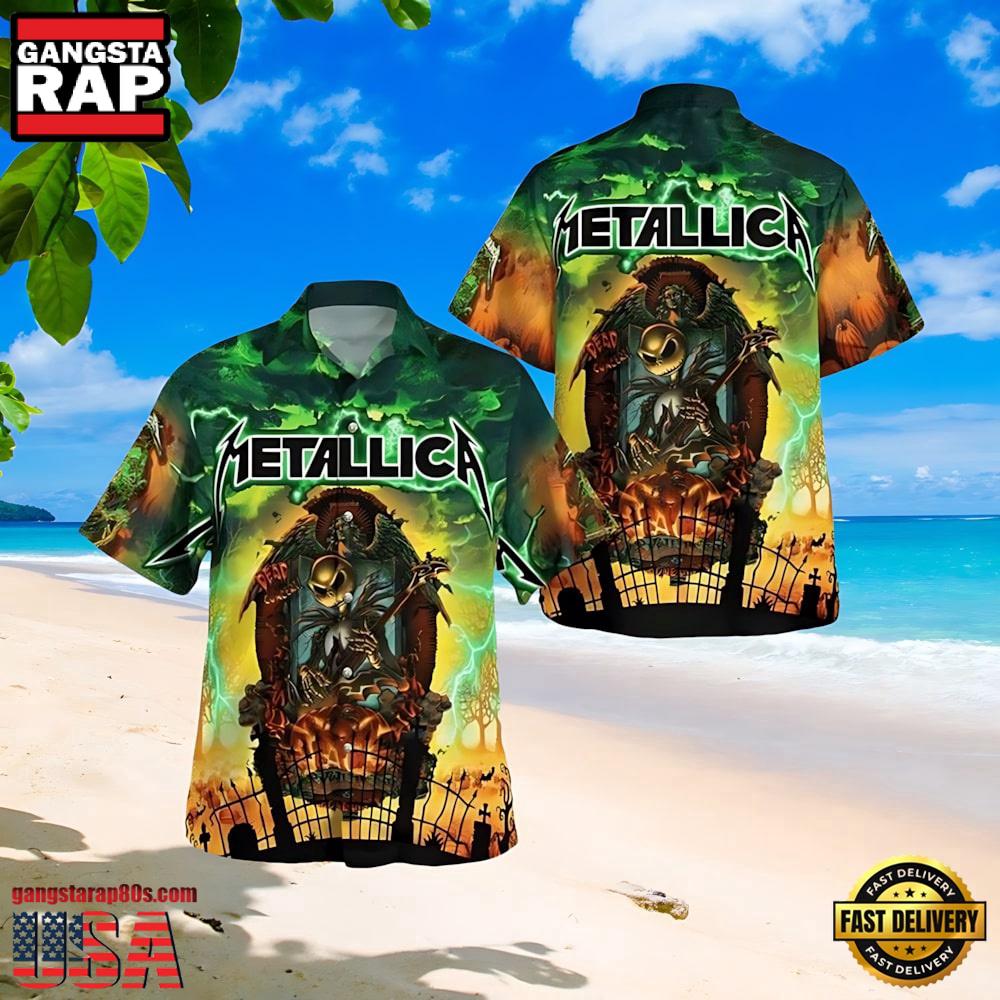 Metallica Jack Skellington Metallica Tour Short Sleeve Hawaiian Shirt Metallica Jack Skellington Metallica Tour Short Sleeve Hawaiian Shirt