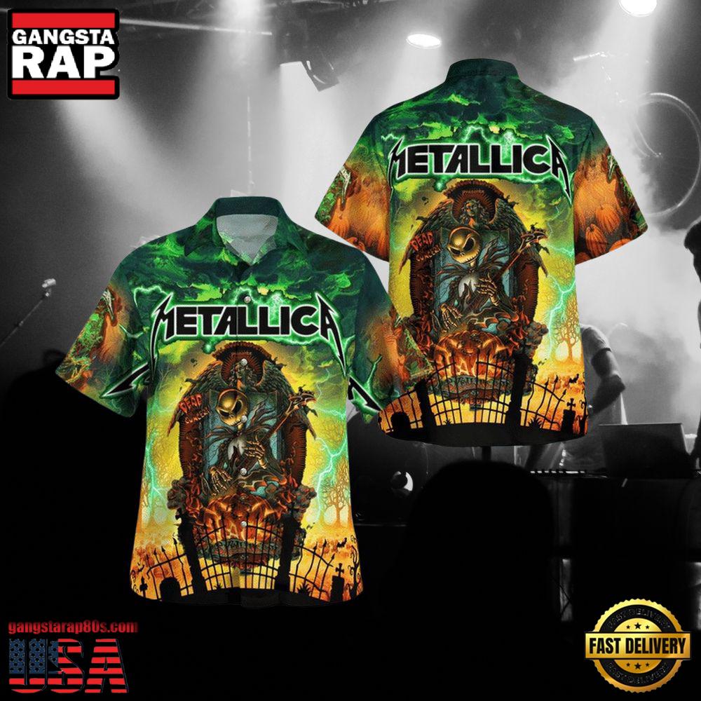 Metallica Jack Skellington Short Sleeve Hawaiian Shirt Metallica Jack Skellington Short Sleeve Hawaiian Shirt