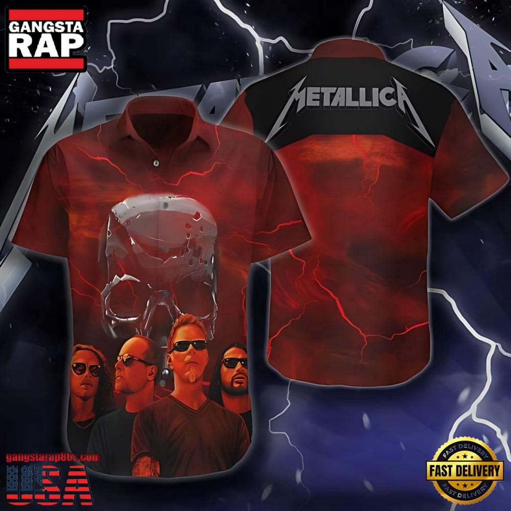 Metallica Thunder Skull Hard Rock Short Sleeve Hawaiian Shirt Metallica Thunder Skull Hard Rock Short Sleeve Hawaiian Shirt