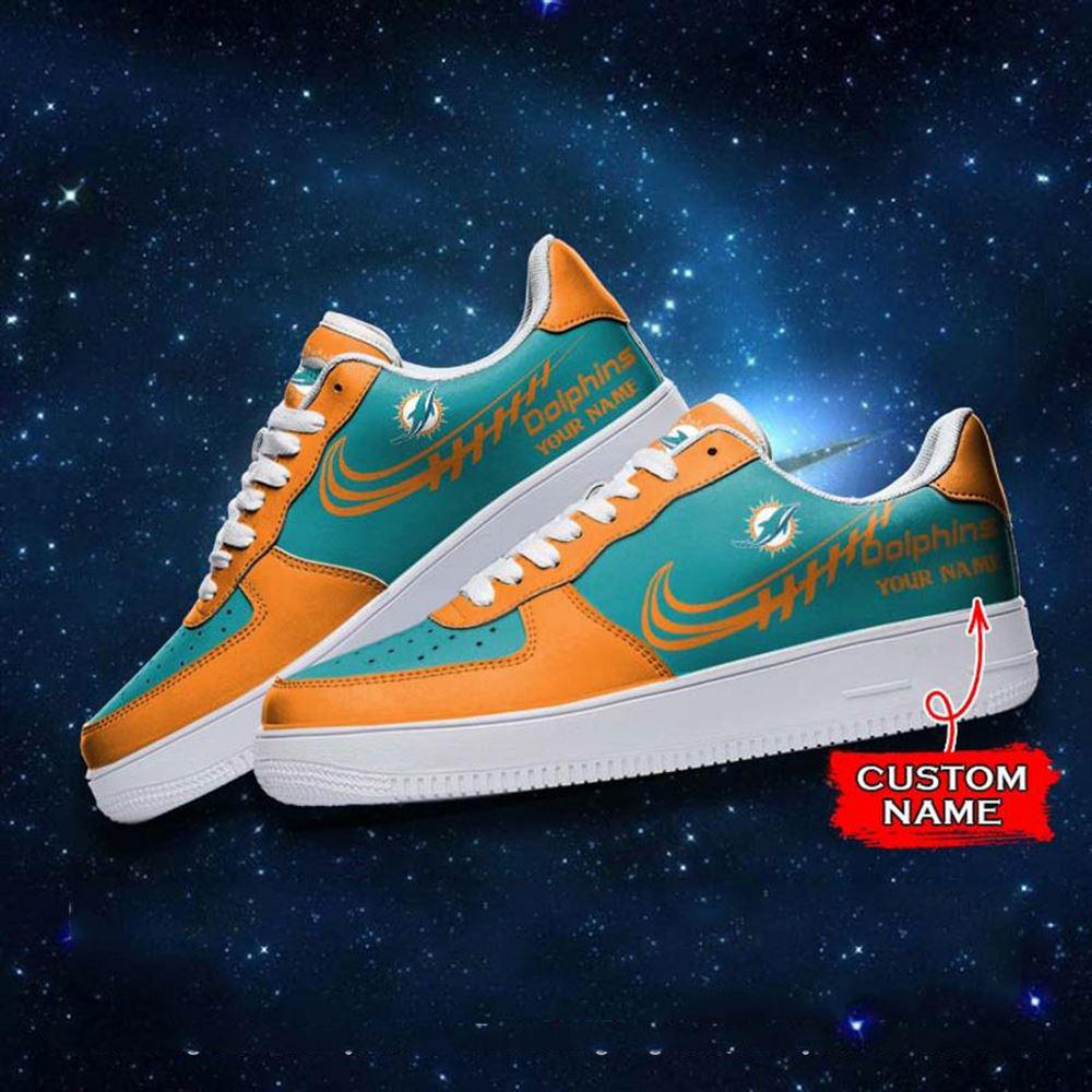 NFL Custom Name Miami Dolphins Super Bowl Air Force 1 Sneaker Shoes NFL Custom Name Miami Dolphins Super Bowl Air Force 1 Sneaker Shoes