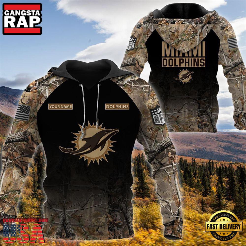 NFL Miami Dolphins Custom NameHunting Camo Hoodie NFL Miami Dolphins Custom NameHunting Camo Hoodie