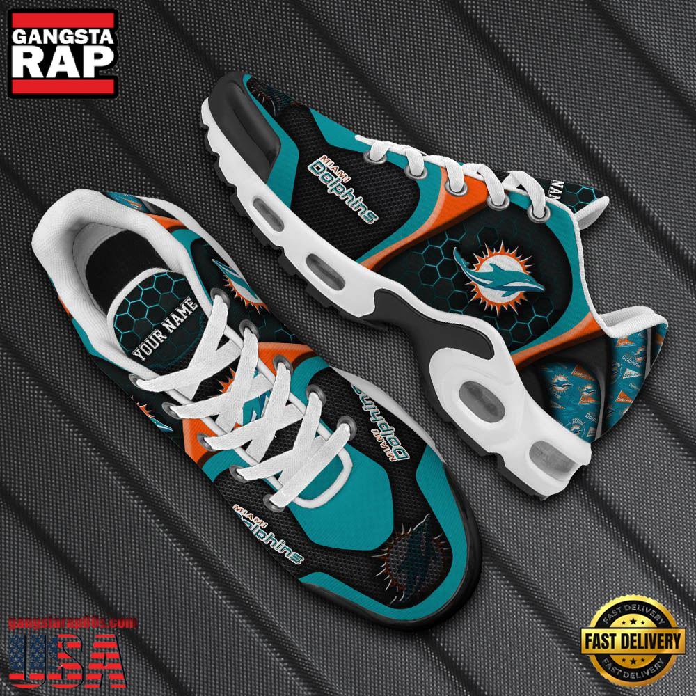 NFL Custom Name Miami Dolphins Max Plus Shoes - Running Sneakers NFL Custom Name Miami Dolphins Max Plus Shoes - Running Sneakers