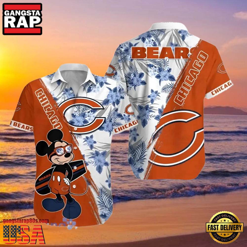 NFL Mickey Chicago Bears Hawaiian Shirt Orange NFL Mickey Chicago Bears Hawaiian Shirt Orange