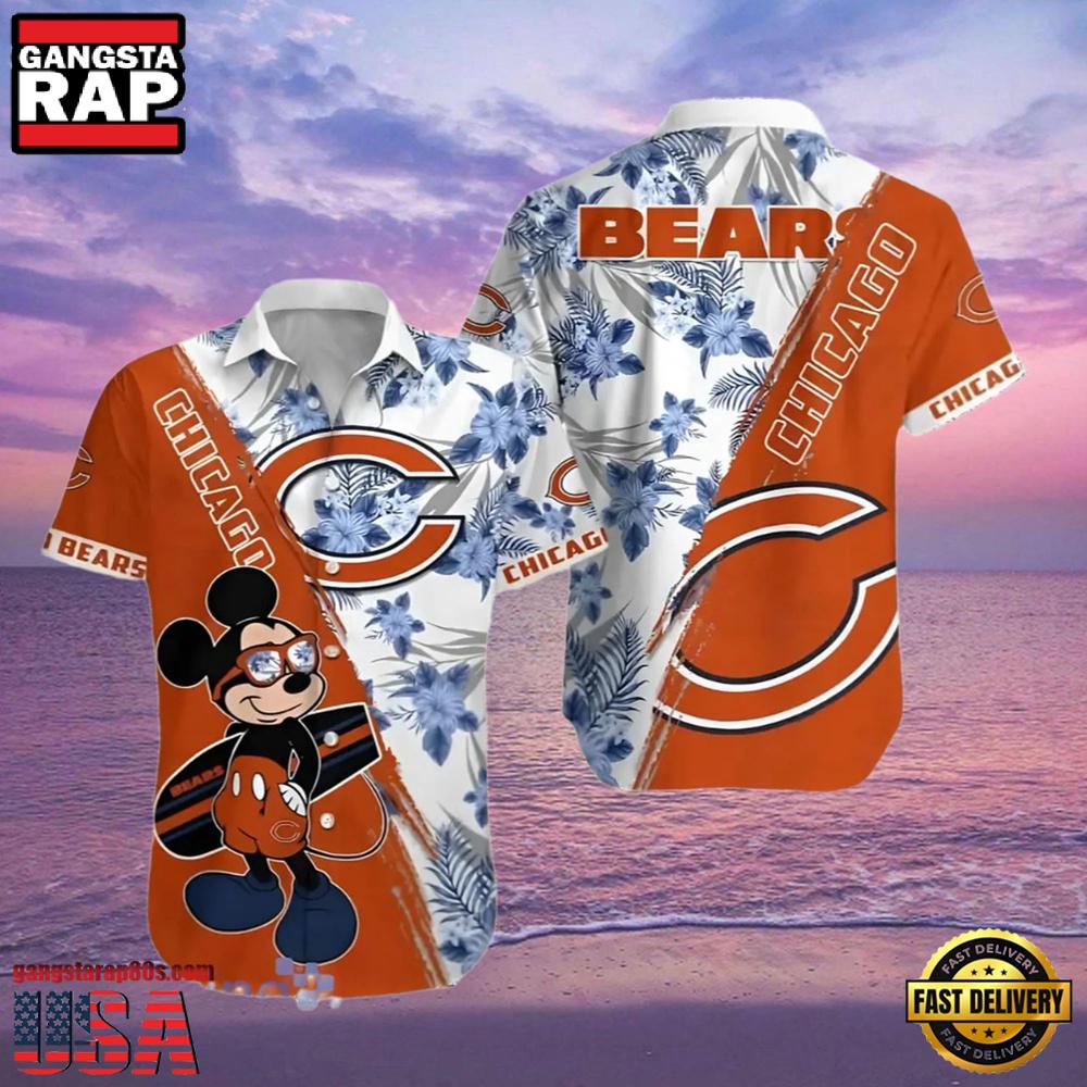 NFL Mickey Chicago Bears Hawaiian Shirt Orange NFL Mickey Chicago Bears Hawaiian Shirt Orange