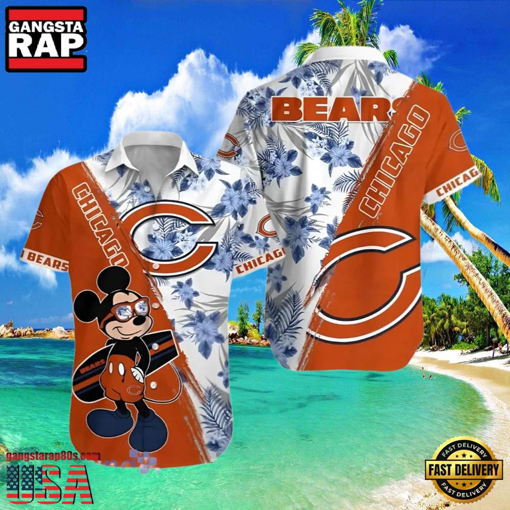 NFL Mickey Chicago Bears Hawaiian Shirt Orange NFL Mickey Chicago Bears Hawaiian Shirt Orange