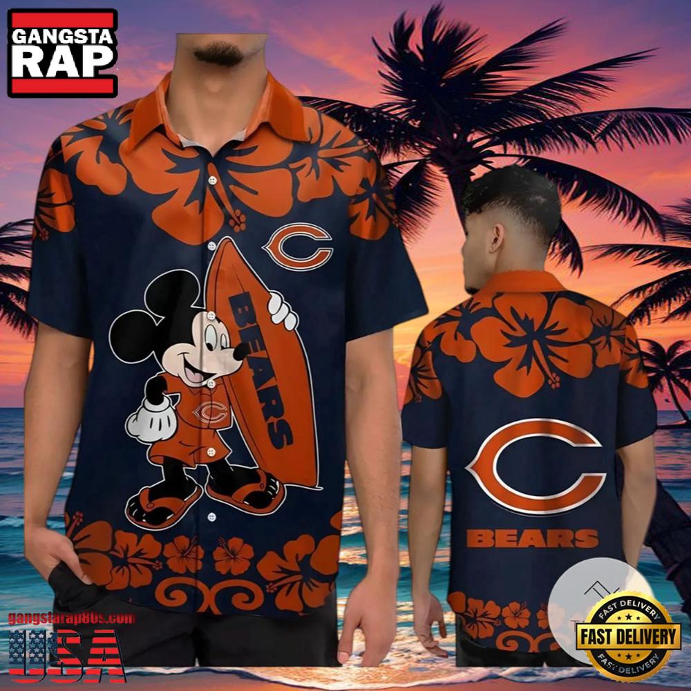 NFL Mickey Mouse Chicago Bears Hawaiian Shirts NFL Mickey Mouse Chicago Bears Hawaiian Shirts