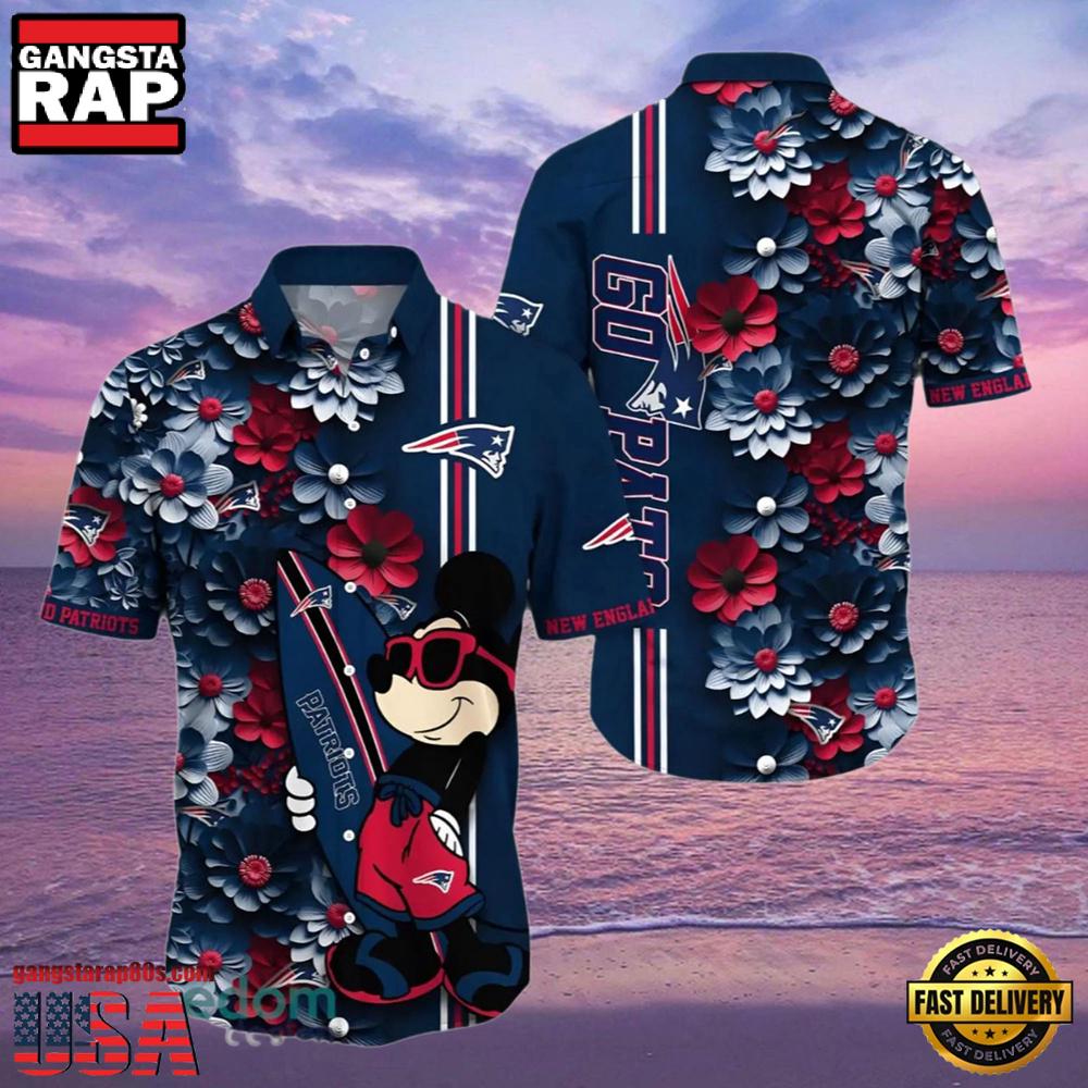 Mickey Mouse New England Patriots Aloha Hawaiian Shirt