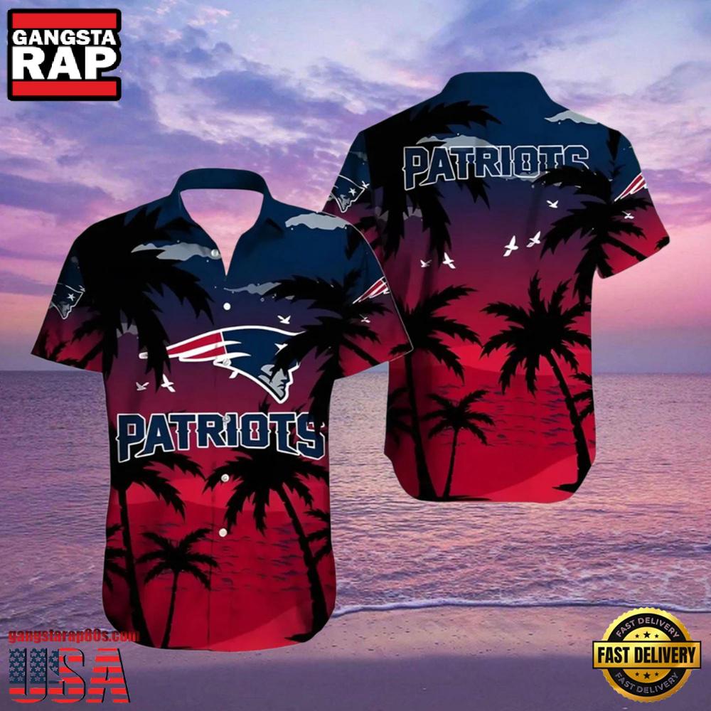 New England Patriots Crimson Palm Paradise Hawaiian Shirt
