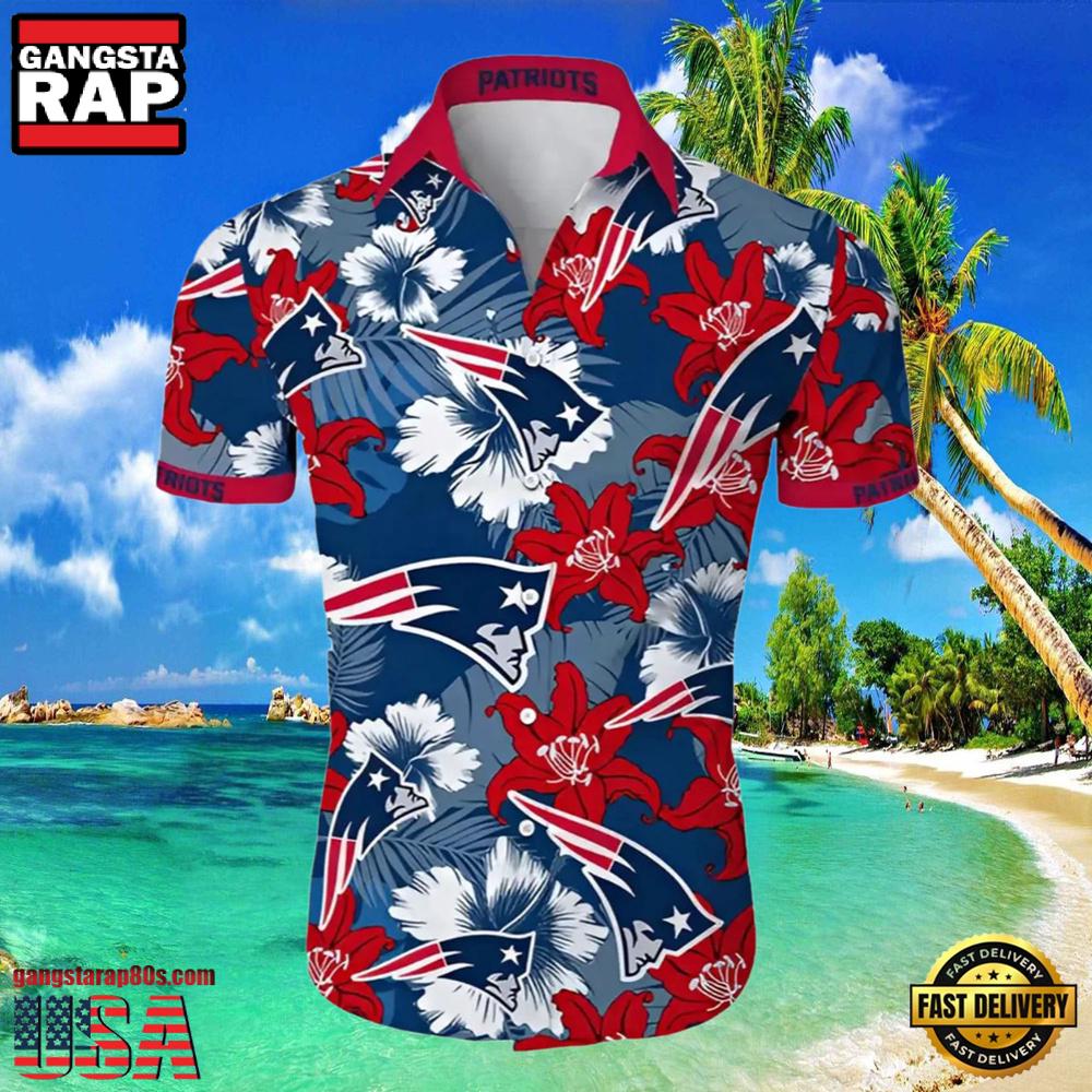 NFL New England Patriots Tropical Flower Hawaiian Shirt NFL New England Patriots Tropical Flower Hawaiian Shirt