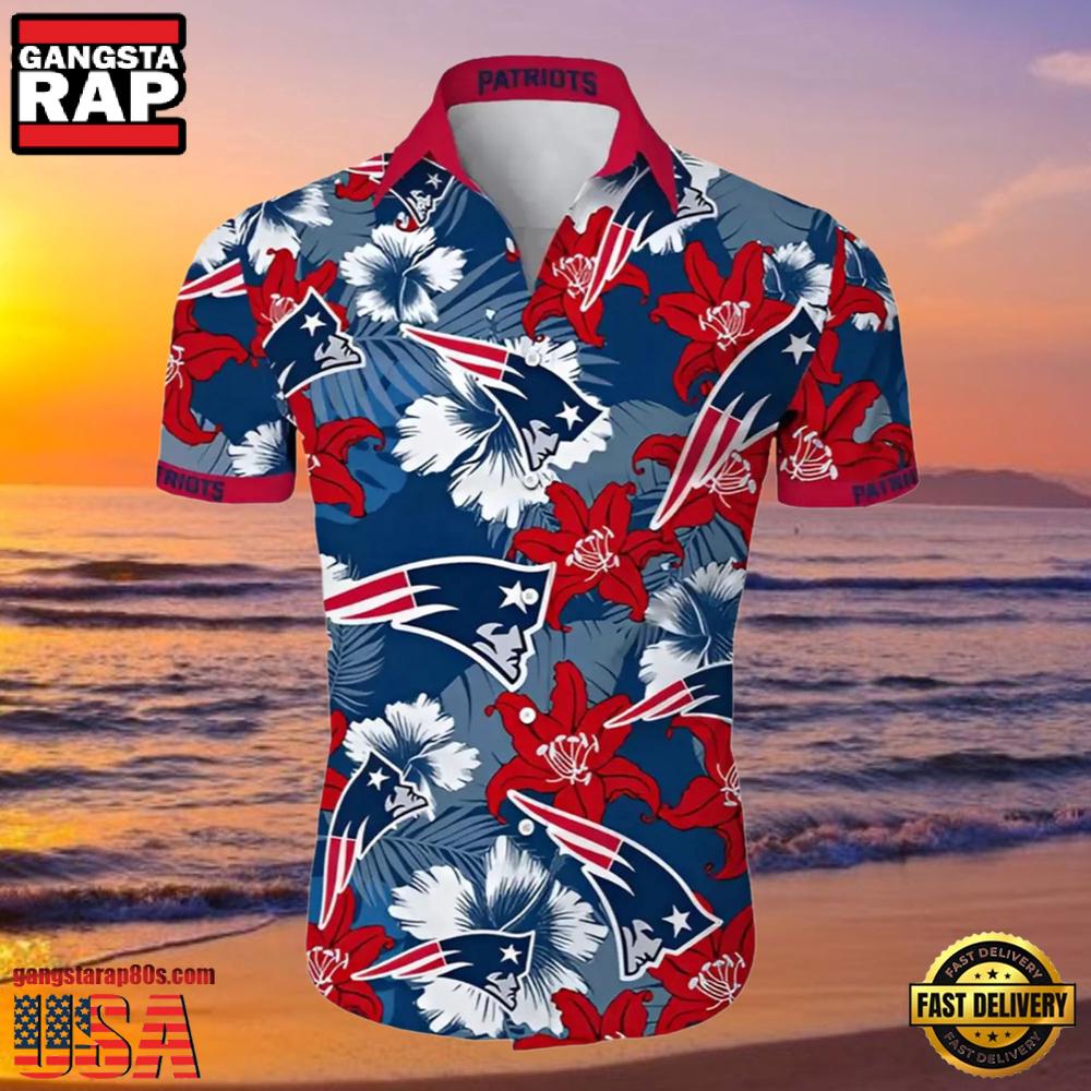 NFL New England Patriots Tropical Flower Hawaiian Shirt NFL New England Patriots Tropical Flower Hawaiian Shirt