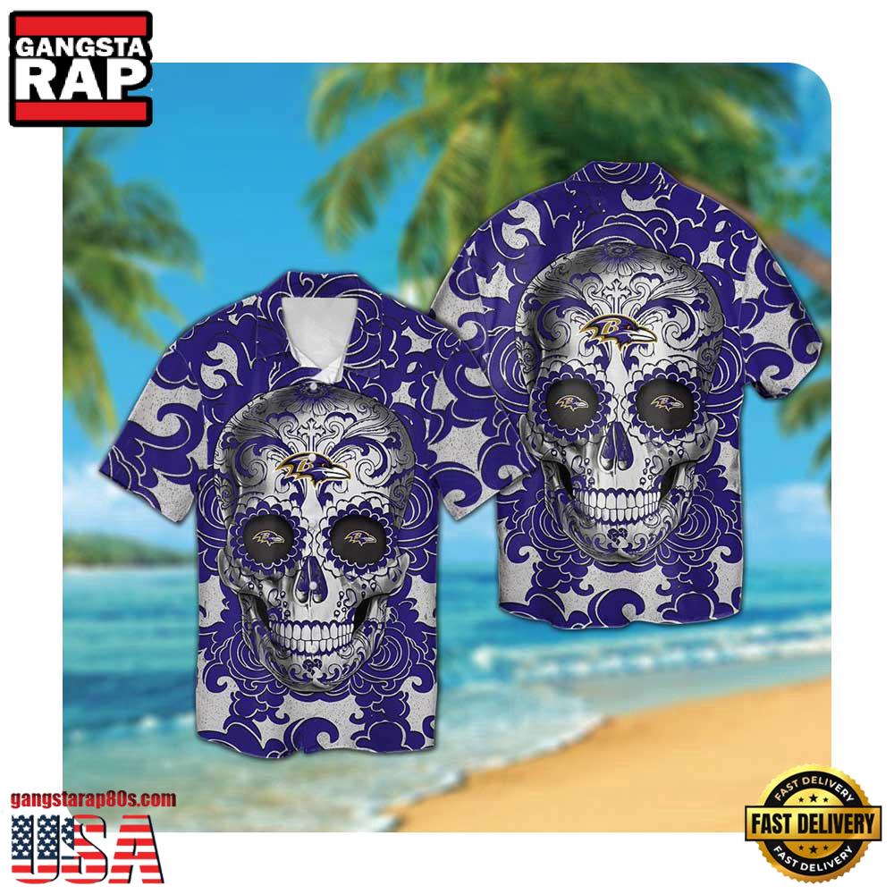 NFL Baltimore Ravens Sugar Skull Hawaii Shirt For Men Women NFL Baltimore Ravens Sugar Skull Hawaii Shirt For Men Women