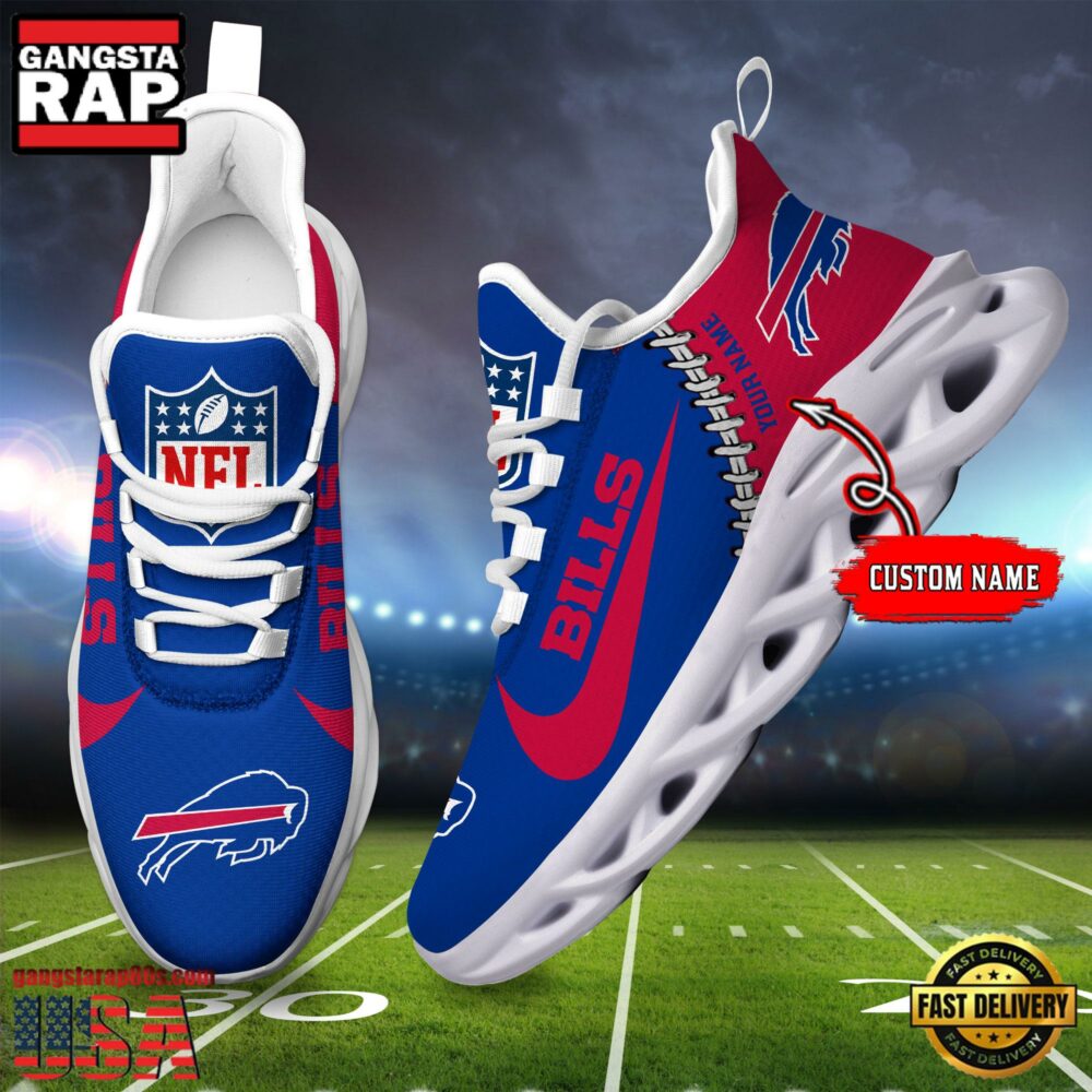 NFL Custom Name Buffalo Bills Football Team Design Max Soul Running Sneakers Shoes NFL Custom Name Buffalo Bills Football Team Design Max Soul Running Sneakers Shoes